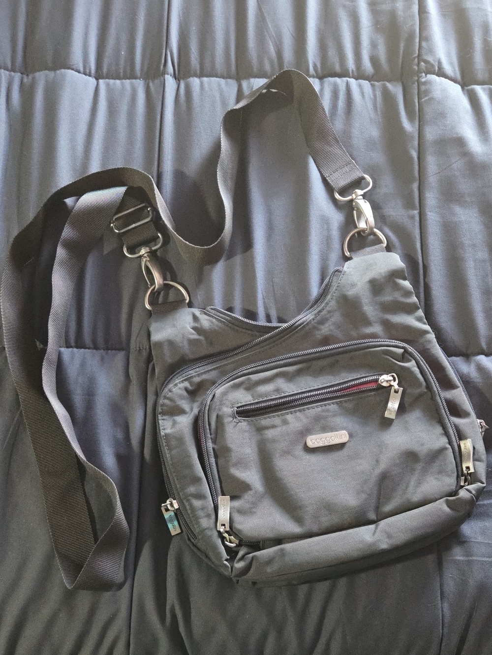 Baggallini Gray And Pink Crossbody Bag with Adjustable Strap